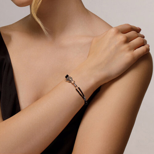 Bratara din Aur Roz 14K cu Smarald, Diamante si Cristale Swarovski Pantera - 3