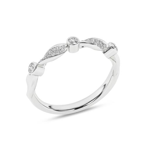 Inel din Aur Alb 14K cu Diamante 0.12Ct - 4