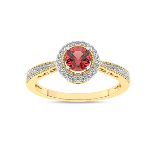 Inel din Aur Galben 14K cu Rubin 0.80Ct si Diamante 0.12Ct - 4