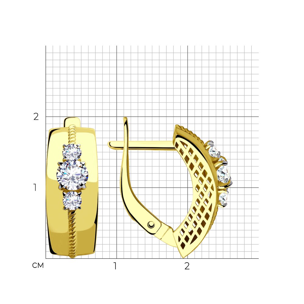 Cercei din Aur Galben 14K cu Zirconiu - 2