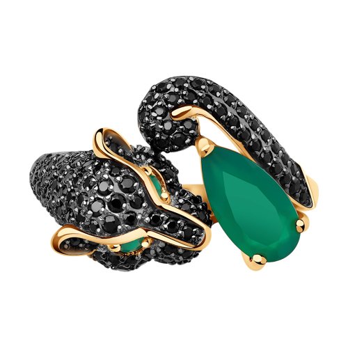 Inel din Aur Roz 14K cu Agat si Zirconiu Pantera - 3