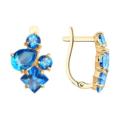 Cercei din Aur Roz 14K cu Topaz Swarovski - 1