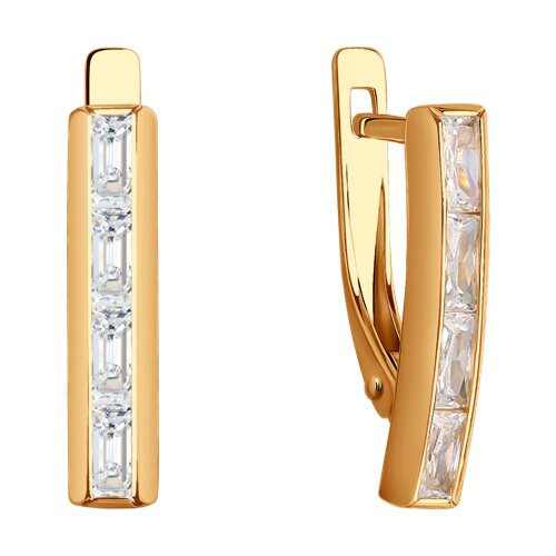 Cercei din Aur Roz 14K cu Zirconiu - 3