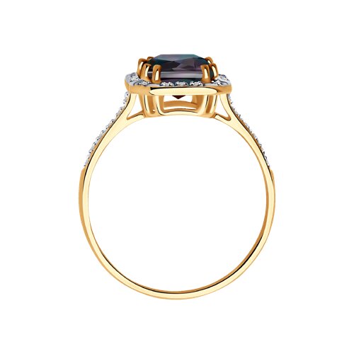 Inel din Aur Roz 14K cu Diamante si Alexandrit hidrotermal - 3