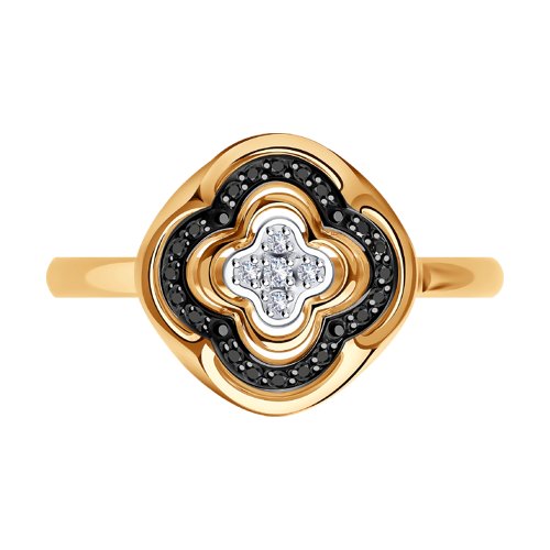 Inel din Aur cu Diamante Negre si Incolore - 3