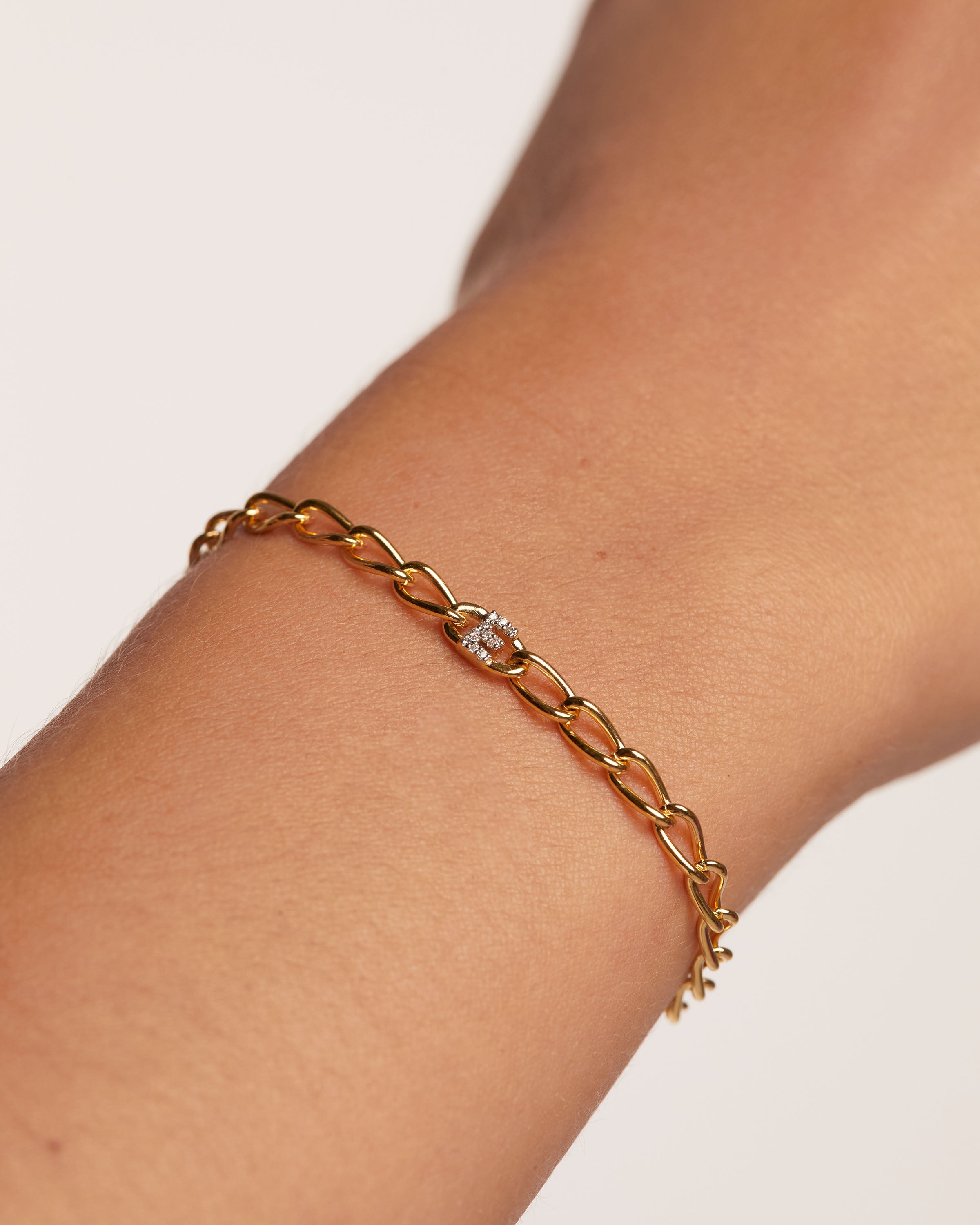 Bratara din Argint placat cu Aur litera E - 3