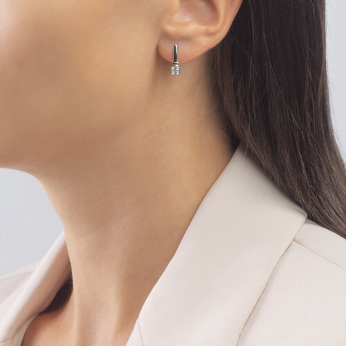 Cercei din Aur Alb 14K cu Diamante  - 2