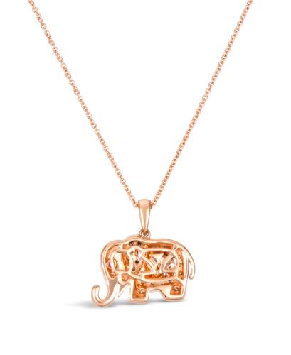 Colier din Aur Roz 14K cu Diamante 0.39Ct si Rubin 0.02Ct Elefant - 3