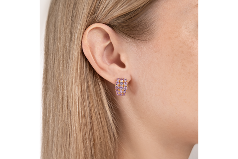 Cercei Aur Roz 14K cu Ametist - 2