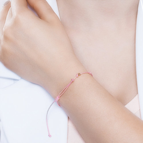 Bratara Snur cu Aur Roz 14K cu Diamant - 3