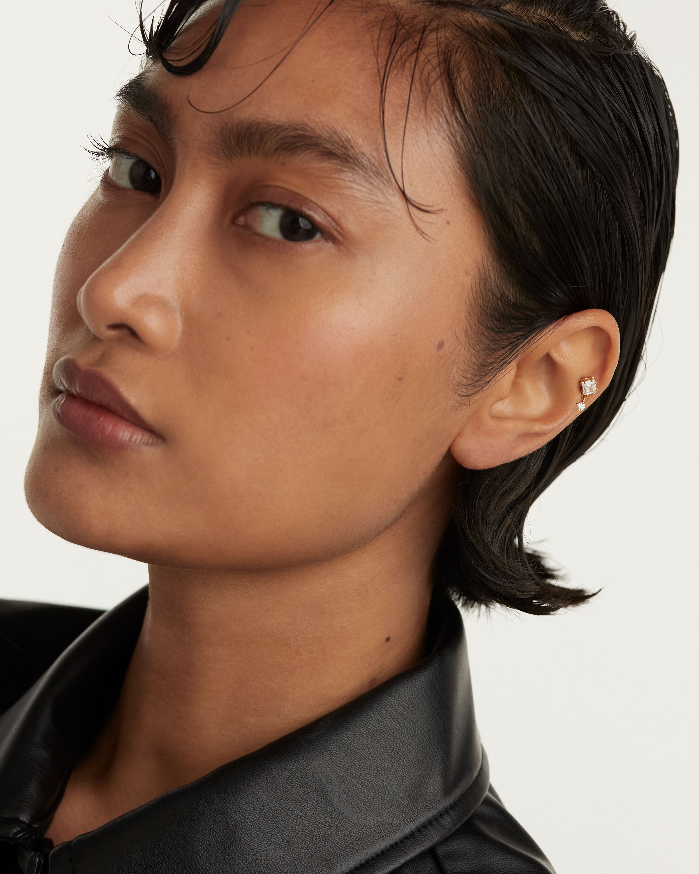 Cercei din Argint placat cu Aur cu Zirconiu - 2