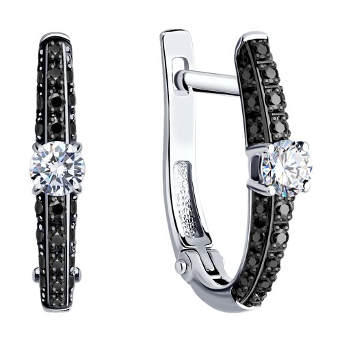 Cercei din Aur Alb 14K cu Diamante - 2