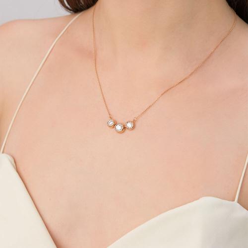 Colier Aur Roz 14K cu Zirconiu - 2