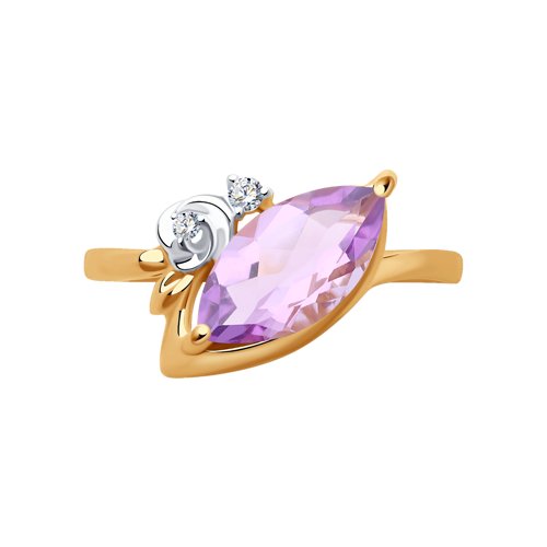 Inel din Aur Roz 14K cu Ametist si Zirconiu - 2