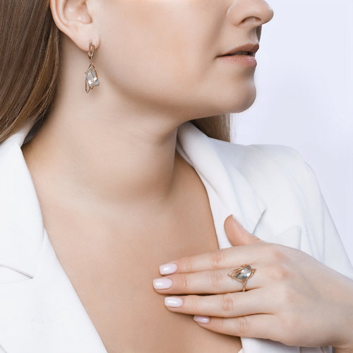 Cercei din Aur Roz 14K cu Ametist Verde - 4