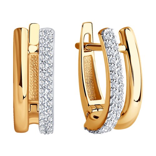 Cercei din Aur Roz 14K cu Diamante - 2