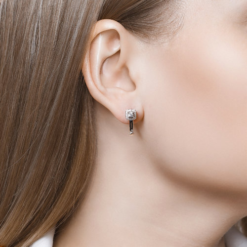 Cercei din Aur Alb 14K cu Diamante - 2