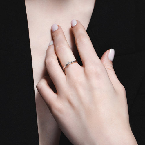 Inel din Aur Alb 14K cu Diamant - 4