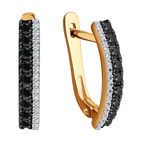 Cercei din Aur Roz 14K cu Diamante - 2