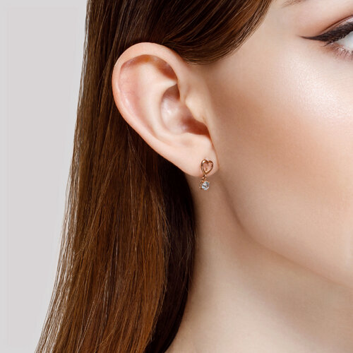 Cercei din Aur Roz 14k cu Topaz - 2