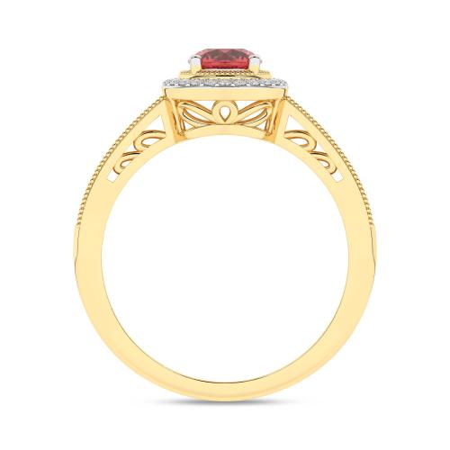 Inel din Aur Galben 14K cu Rubin 0.80Ct si Diamante 0.12Ct - 2