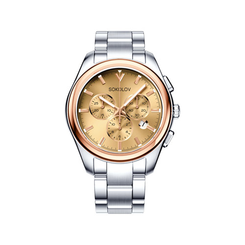 Ceas pentru barbati cu cadran din Aur si bratara din Otel - 2