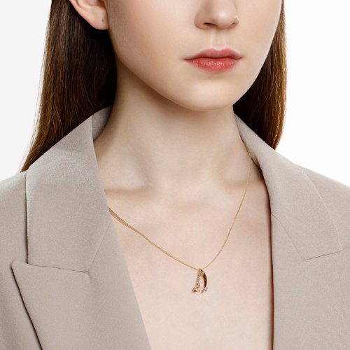 Colier din Aur Roz 14k cu Zirconiu - 2