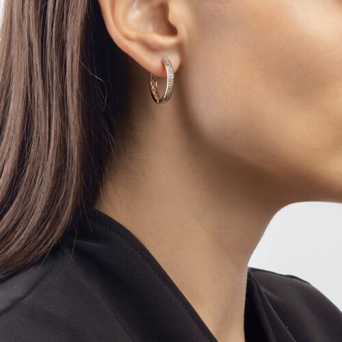 Cercei din Aur Roz 14K cu Diamante  - 2