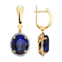 Cercei din Aur Roz 14K cu Diamante si Corund - 1
