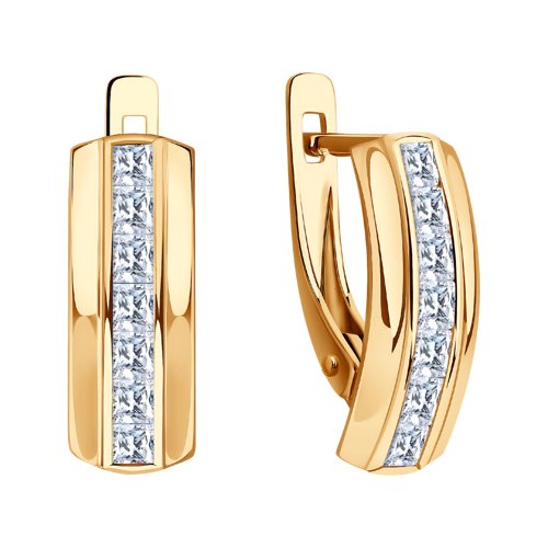 Cercei din Aur Roz 14K cu Zirconiu - 2