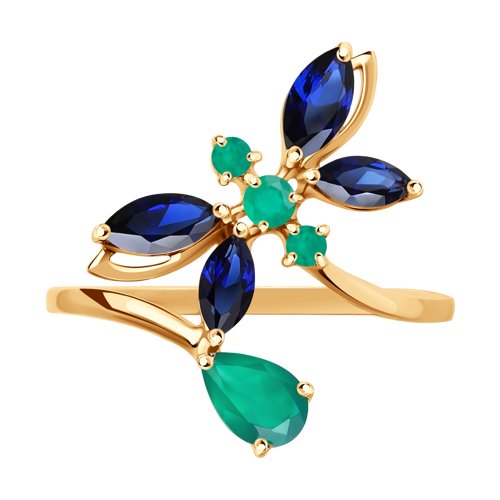 Inel din Aur Roz 14k cu Agat Verde si Corund - 2