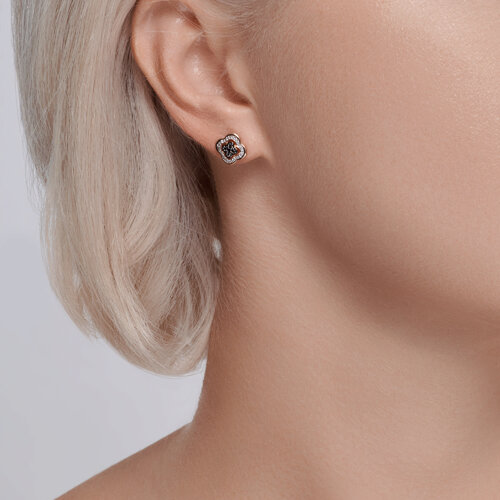 Cercei din Aur Roz 14K cu Diamante - 3