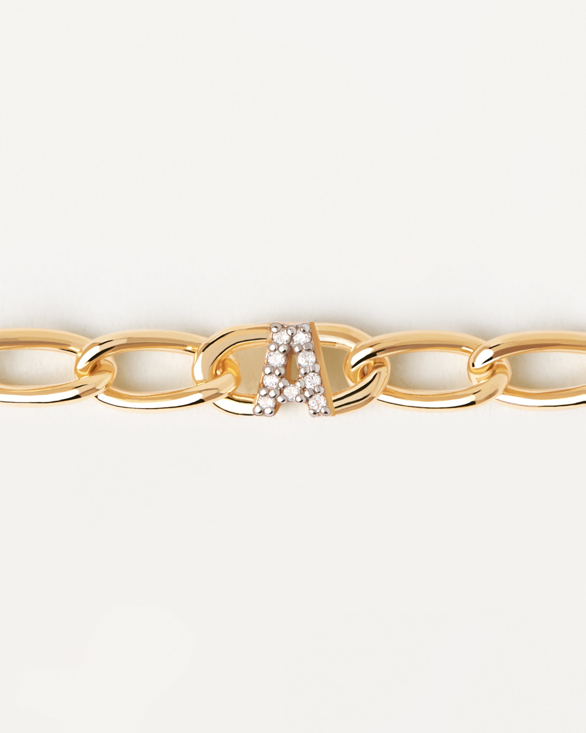 Bratara din Argint placat cu Aur litera A - 3