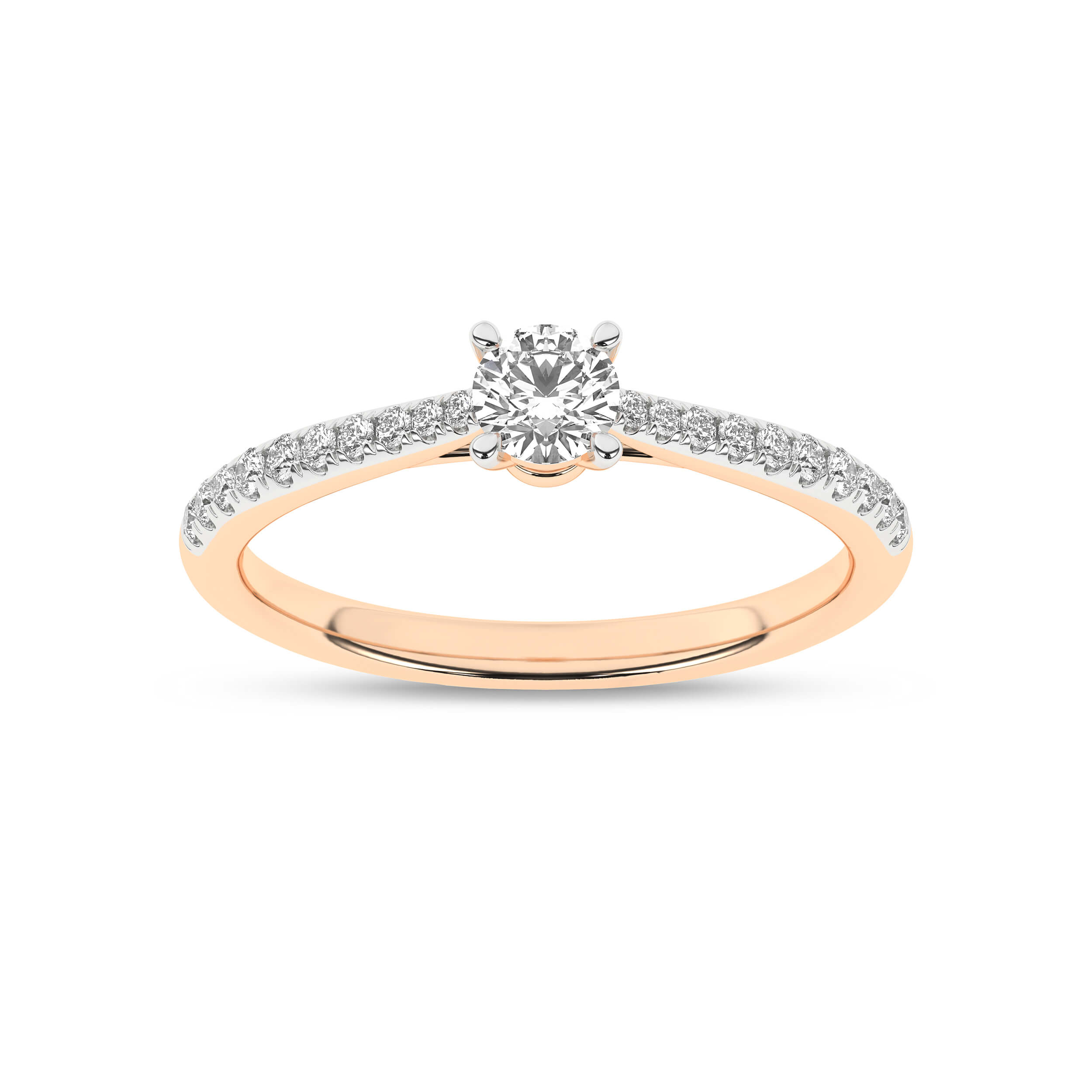 Inel de logodna din Aur Roz 14K cu Diamante 0.40Ct - 1