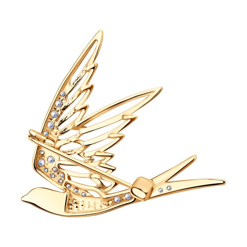 Brosa din Aur Roz 14k cu Zirconiu - 2