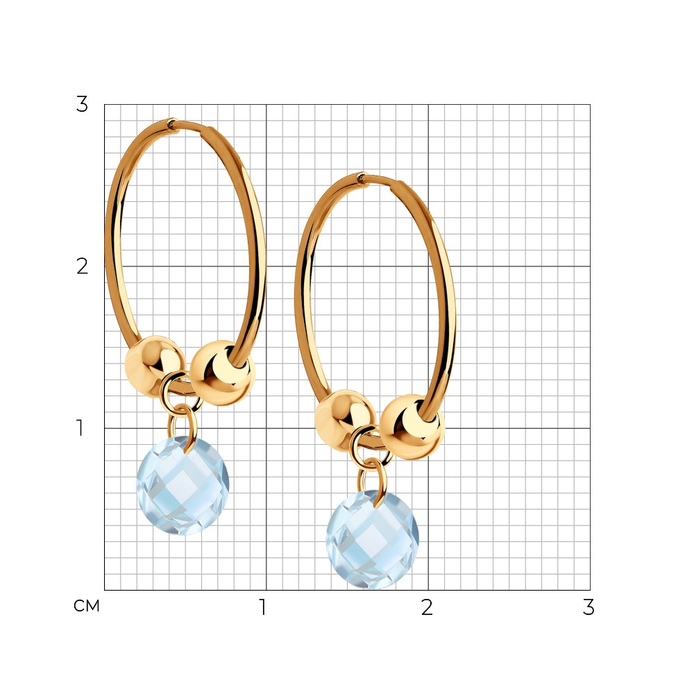 Cercei Congo din Aur Roz 14K cu Topaz - 2