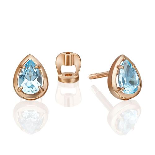 Cercei Aur Roz 14K cu Topaz - 1