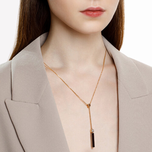 Colier din Aur Roz 14K cu Diamante si Ceramica - 3