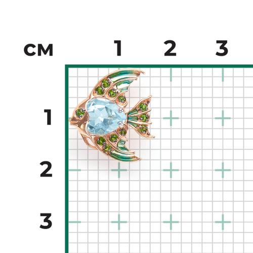 Pandantiv Aur Roz 14K cu Topaz,Diopsid - 3