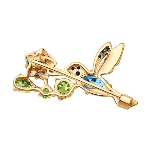 Brosa din Aur 14K cu Topaz, Crisolit si Zirconiu - 2