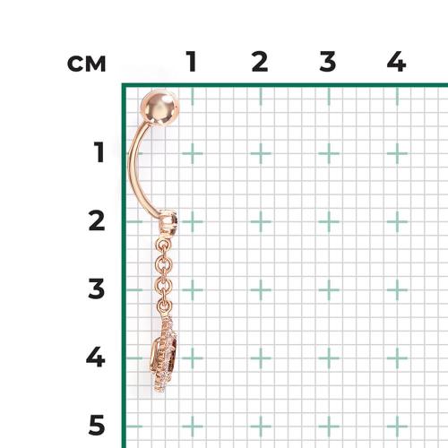 Piercing Aur Roz 14K cu Cuart fumuriu,Zirconiu - 3