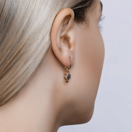 Cercei din Aur Roz 14K cu Diamante  - 4