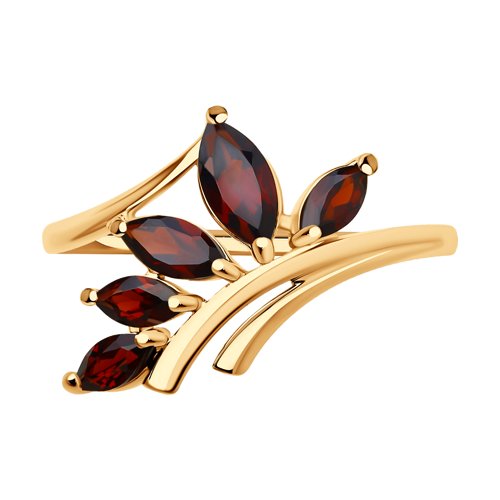 Inel din Aur Roz 14k cu Granat - 2