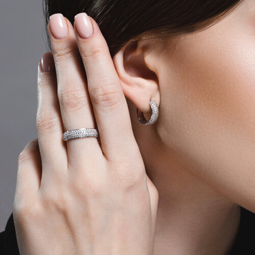 Cercei din Aur Alb 14K cu Diamante  - 3