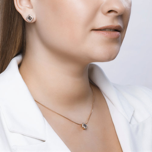 Pandantiv din Aur Roz 14K cu Diamante  - 4