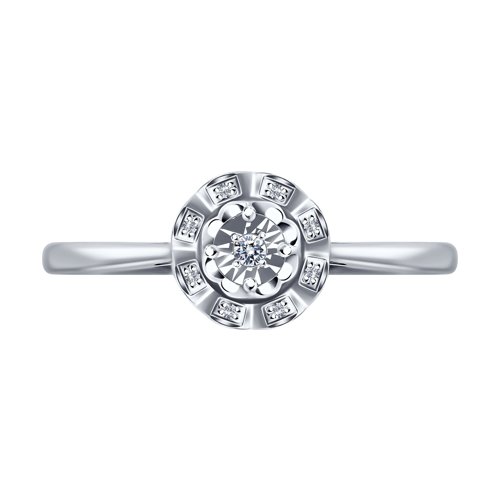 Inel din Aur Alb 14K cu Diamante - 3