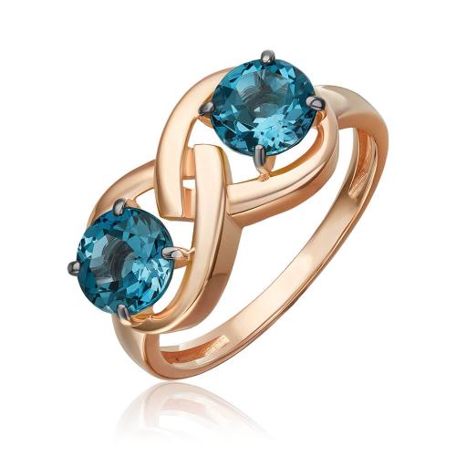 Inel Aur Roz 14K cu Topaz - 1