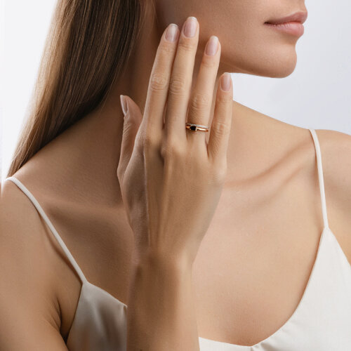 Inel din Aur Roz 14K cu Turmalina si Diamante - 4