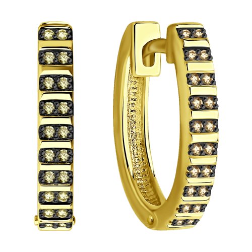 Cercei din Aur Galben 14K cu Diamante  - 2