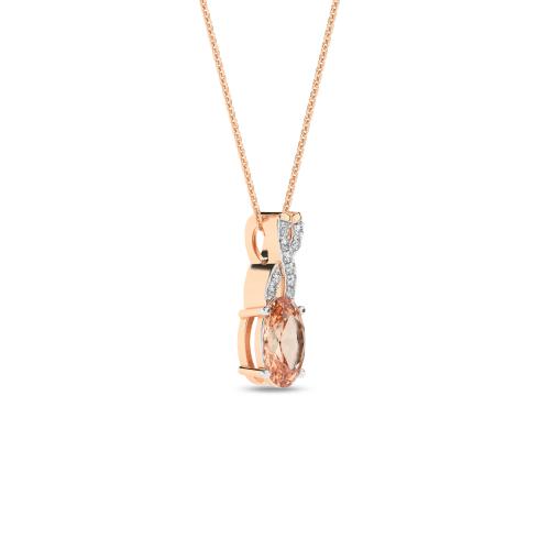 Colier din Aur Roz 14K cu Morganit 0.73Ct si Diamante 0.04Ct - 2